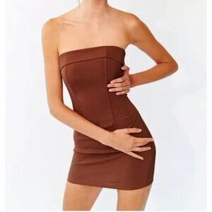 With Jean Chloe Chocolate Brown Corset Mini Dress Womens Size XS